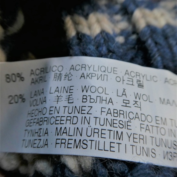 Zara Man Sweater Chunky Knit Cowl Fair Isle Acrylic Wool Blend M - Picture 7 of 8